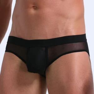 Brief transparente con bolsa frontal negro