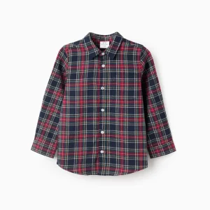 Camisa de Franela a Cuadros. Niño ‘B&S’, Rojo/Azul