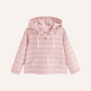 Camisa Rayas Capucha, bolsillo canguro y cordones