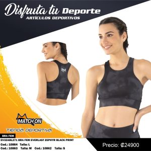 BRA FEM EVERLAST ZEPHYR BLACK PRINT