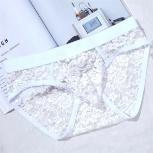 Brief de encaje color blanco sólido