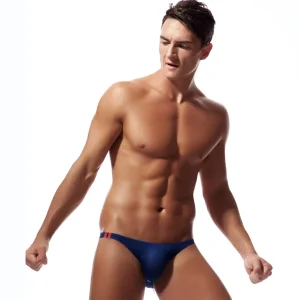 Tanga Ciokicx de seda con barras laterales azul