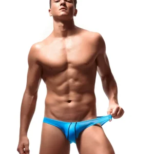 Tanga Ciokicx de seda con barras frontales celeste