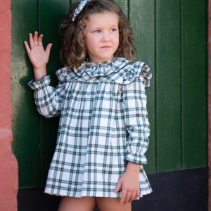 Vestido Cuadros Verde Lúrex. Niña