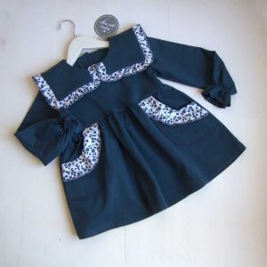 Vestido Felpa Azul Flores