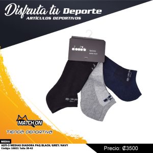 MEDIAS DIADORA PAQ BLACK/GREY/NAVY 39-42