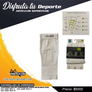 PANTORRILLERA DE COMPRESION CINCO AM BLANCO