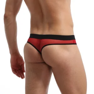 Hilo transparente tipo brief color rojo