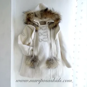 COQUELIN Abrigo Blanco Lana y Pelo Natural