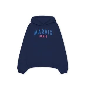 Marais Paris Color Logo Hoodie - Navy