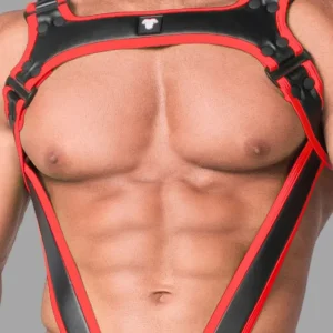 Arnés corporal para hombre. Negro+rojo