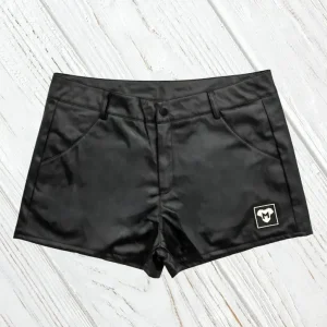 Kane Leatherbud PU Leather Shorts "Jeans Style". Black