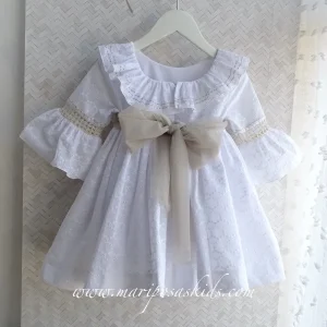 Vestido LAPEPPA Blanco Perforado Taupe