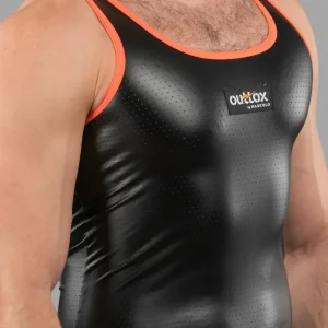 Camiseta sin mangas. Negro+Naranja 'Neón'