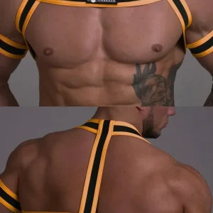 Youngero. Bulldog Elastic Harness. Orange Neon