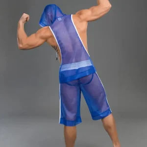 Youngero Sleeveless Mesh Hoodie. Blue Royal