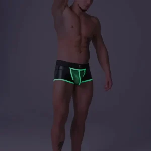 Youngero. Trunk shorts. Mesh Codpiece. Zippered Rear. Neon