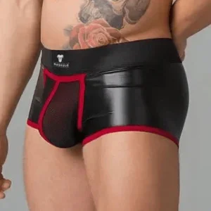 Youngero Trunks. Mesh Codpiece. Regular Rear. Red